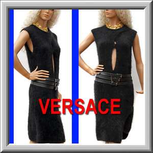 795 GIANNI VERSACE Versus BLACK DRESS with LEATHER BELT w/ Price Tag 