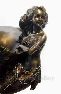 MERMAID & ARGONAUT SEASHELL BOWL Fantasy Statue Bronze  