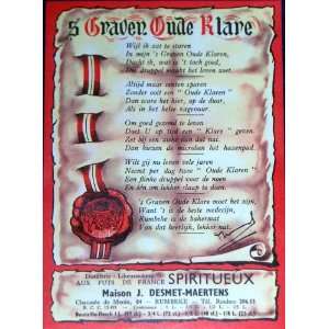  Poem 5 Graven Oude Klare Spiritueux Label, 1930s 