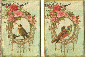 Vintage inspired Bird note cards set of 8 tags ATC altered art  