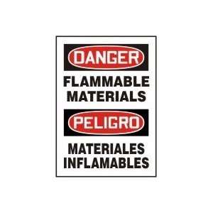   FLAMMABLE MATERIALS (BILINGUAL) 14 x 10 Adhesive Dura Vinyl Sign