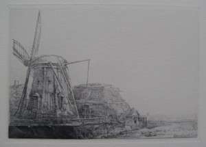 REMBRANDT Amand Durand Signed Etching THE WINDMILL  