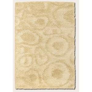  53 x 76 Area Rug Textured Circle Pattern in Ivory 