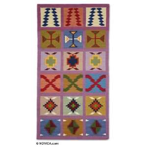 Wool rug, Colorful Crosses (3.5x6) 