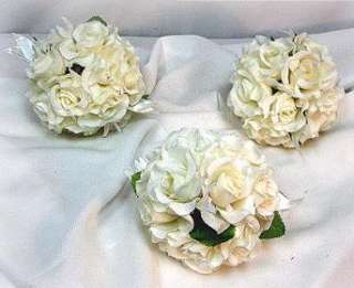   IVORY CREAM Pew Bow Wedding Silk Flower Girl Pomander NEW  