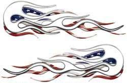 Old School Hot Rod Flame Decals American Flag 90SM  
