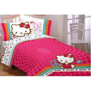 Sanrio Hello Kitty Peace Kitty Twin Sheet Set 