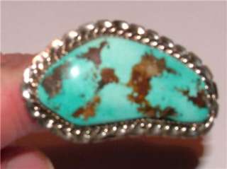 Sky Blue Turquoise &Copper Sterling Silver Ring 925 Sz9  
