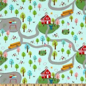  44 Wide Gumballs 1st School Day Bus Route Blue Fabric 