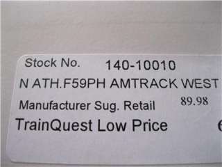 SCALE ATHEARN F59PHI AMTRAK WEST #1 MINT CONDITION  