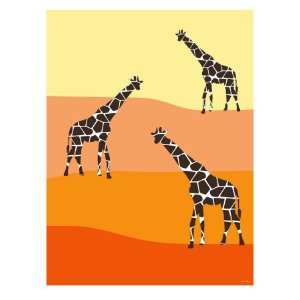 Orange Giraffe Family Giclee Poster Print by Avalisa , 24x32  