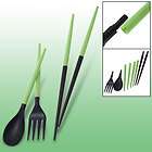 Home Indoor Green Black Plastic Separable Cultery Set