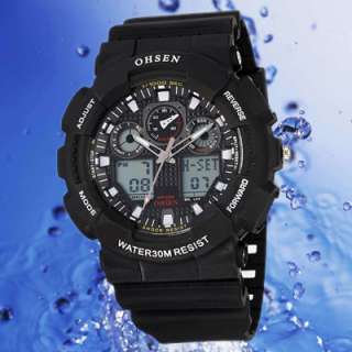 New Luxury Mens OHSEN Analog Digital Diver Stop Alarm Sports Quartz 