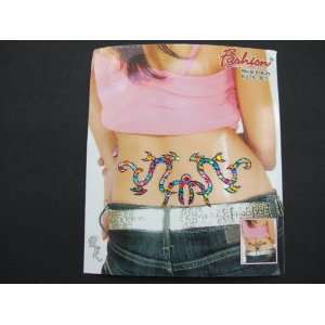  Crystal Lower Back Temporary Tattoo 02   Flying Snakes 