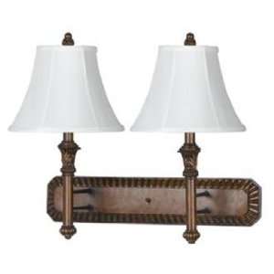  Antique Walnut Finish Bell Shade Plug In Double Wall Lamp 
