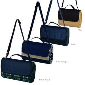   Blanket Tote, Fleece Blue Stripe Picnic At Ascot