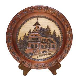  Wooden Plate   Zakopane, JASZCZUROWKA, 8 inch Diameter 