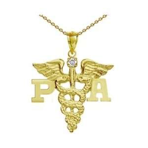 NursingPin   Physician Assistant PA Necklace with Diamond in 14K Gold 