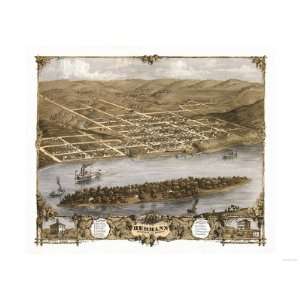  Hermann, Missouri   Panoramic Map Premium Poster Print 