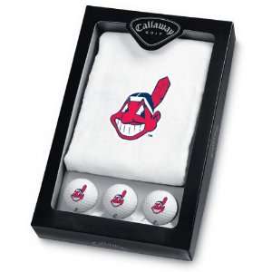 Cleveland Indians 6 Golf Ball and Towel Set  Sports 
