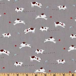  44 Wide Moda Sherbet Pips Puppy Scooter Grey Fabric By 