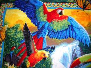   Fabric Wall Panel Tropical Birds Toucan Jungle Animal Plants  