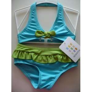   Clothes Girl 2 Piece Aqua & Green Trim Swim Suit Bikini 3T Toddler