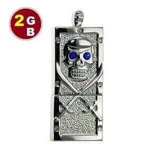    2GB Luxury Case with Skull Flash Drive (Silver) Electronics