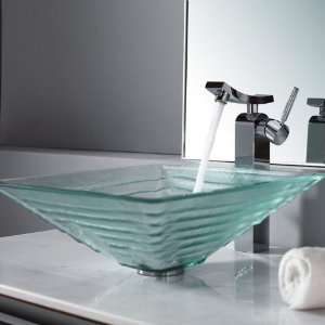    14300CH Clear Alexandrite Glass Vessel Sink and Unicus Faucet Chrome