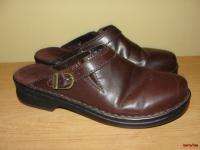 BFS03~CLARKS Dark Brown Leather Slide Comfort Clogs Shoes Size 7M 