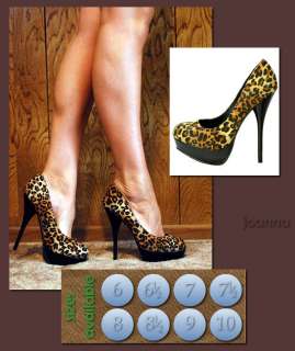 Leopard print upper in velvet and black platform high heels stiletto 
