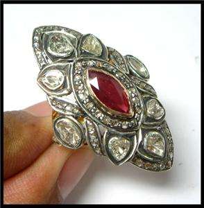   LOOK  1.68ctw ROSE/ANTIQUE CUT DIAMOND & RUBY ANNIVERSARY/PARTY RING