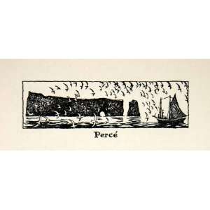  1947 Lithograph Pierced Rock Quebec Canada Ship Sail Atlantic 