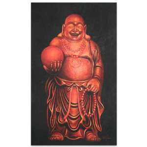  Happy Buddha~Unique Art~Acrylic On Canvas~Bali Repro