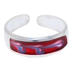    Sterling Silver 925 RED Hand Painted PASSION Toe Ring Jewelry