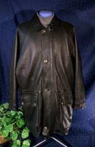 Luxurious Black LORO PIANA Cashmere Lined Leather Coat  