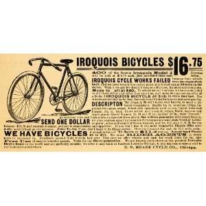  1899 Ad E S Meade Cycle Co Iroquois Bicycles Model 3 