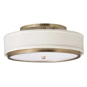   Light Ceiling Mount, Champagne Finish with Umber Linen Fabric Shade
