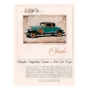  Chrysler, Magazine Advertisement, USA, 1928 Giclee Poster 