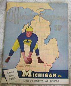 1953 Michigan vs University of Iowa Official Original Program Great 