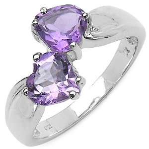  1.30 Carat Genuine Amethyst Sterling Silver Ring Jewelry