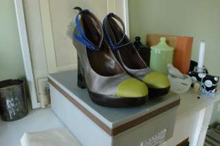 MARNI Satin Silk Color Block w Constrasting Wedges Heels Shoes 37 6.5 