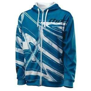  Thor Motocross Ripple Fleece Zip Up Hoodie   Large/Blue 