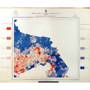   1929 Colour Map Italy Population Trieste Venzia Udine