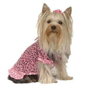  Leopard Dress with Polka Dot Trim   Pink/Black   Small 