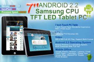 Google Android 2.2 Samsung CPU LED Tablet PC PA09  