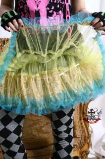 DECORA PUFFY CANDY TUTU elfin Fairy SKIRT YELLOW+BLUE  