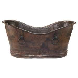   Copper Double Slipper Bathtub With Rings 