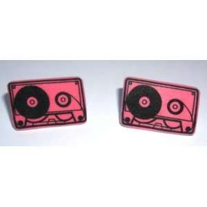 Sour Cherry Silver plated base Pink Tape Earrings