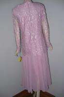 Vintage 80s Mandarin Collar Tea Rose Pink Resort Dress  